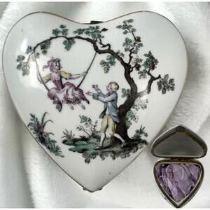 Vintage Andrea By Sadek Victorian Heart Shaped Lidded Ring Box Cottagecore MCM
